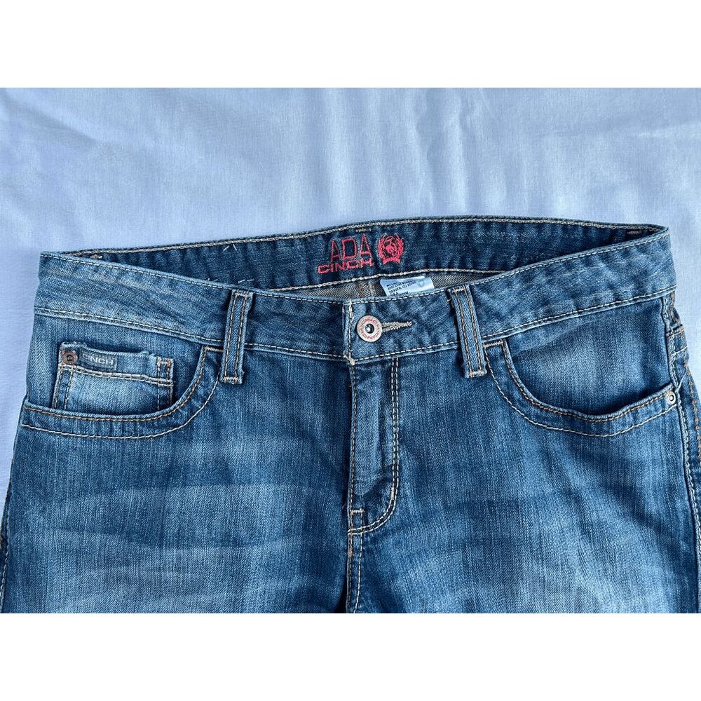 Cinch Ada Jeans Size 30/9R Bootcut Western Medium Wash Thick Stitch - Picture 4 of 9